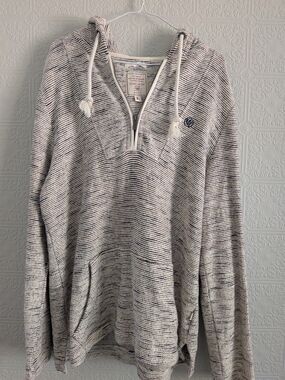 Fat Face Men's Cream w/ MULTICOLOR Quarter Zip Hoodie Sweater
